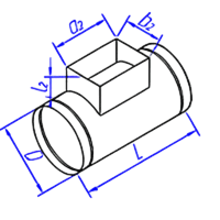 Тройник круглого сечения с прямоугольной врезкой