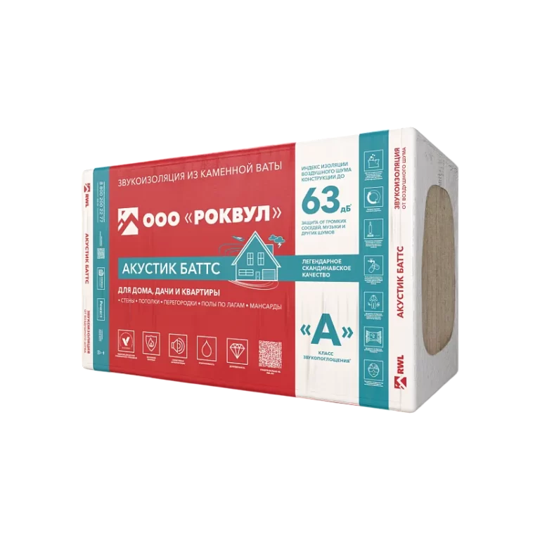 Звукоизоляция Роквул (Rockwool) АКУСТИК БАТТС 1000x600x50 мм