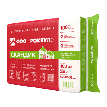 Утеплитель Роквул (Rockwool) ЛАЙТ БАТТС СКАНДИК 100х600х800 мм
